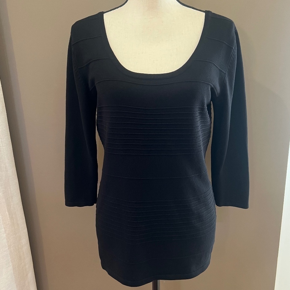 Wet Seal Women's Ribbed Knit Black Scoop Neck Sweater, Size XL